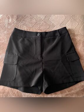 Women's Black Cargo Shorts with Flap Pockets